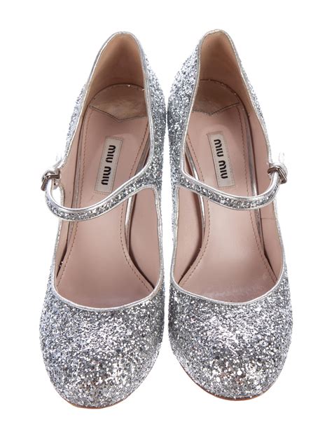 miu miu glitter mary jane flats|Women's pumps shoes .